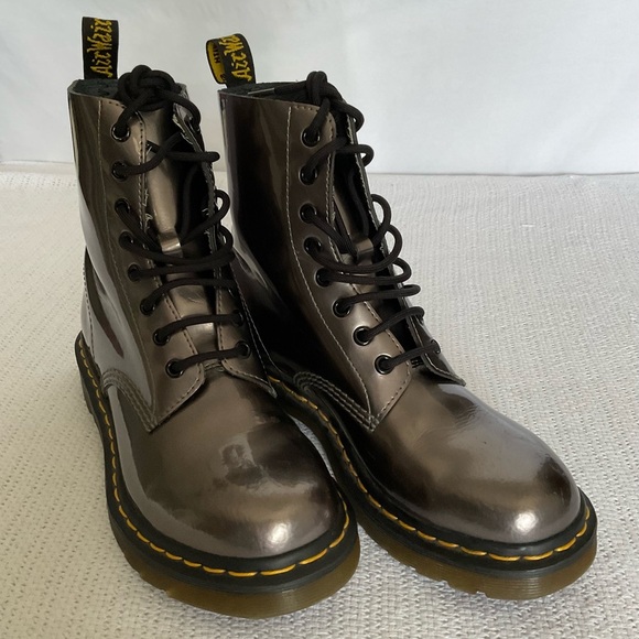 Dr. Martens Metallic Gray Ankle Boots - Picture 2 of 8